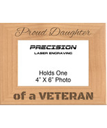 Proud Daughter of a Veteran Engraved Wood Picture Frame - 4x6 5x7 - Military - £18.82 GBP - £19.60 GBP