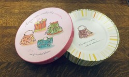 Rosanna Salad Plates Colorful Striped Edges Fun Purse Decor Lot of 4 New... - £18.55 GBP