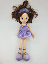 Aurora Purple Ballerina Doll w Brown Hair 15&quot; Plush Stuffed Toy B350 - £10.16 GBP
