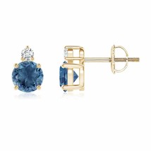 Natural London Blue Topaz Stud Earrings for Women in 14K Gold (Grade-A , 5MM) - £393.55 GBP