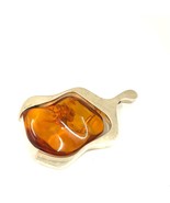 Vintage Sterling Silver Chunky Heavy Modern Abstract Baltic Cognac Amber... - $6,585.87 MXN