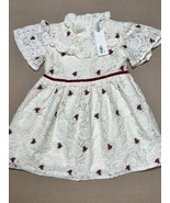 Size 3 Janie and Jack Girls Embroidered Rose Lace Dress Cream and Sugar ... - $1,013.61 MXN