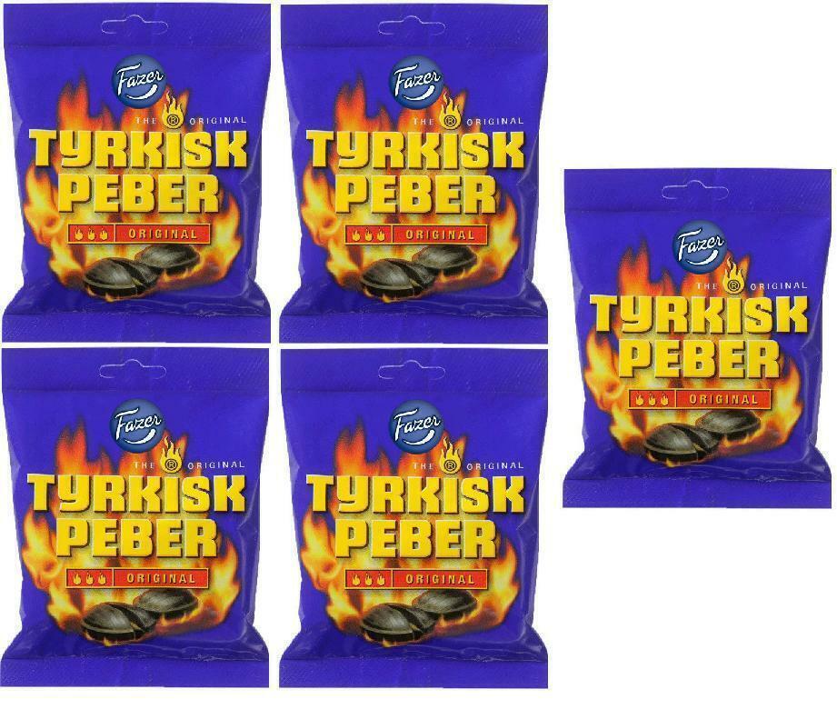 TYRKISK PEBER (Turkish Pepper) candy x 5 bags 150g FAZER Finland *BEST VALUE - £15.45 GBP