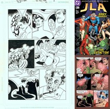 JLA #91 Tan Eng Huat Original Art Denny O&#39;Neil Story Superman Green Lantern Plas - £116.76 GBP