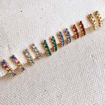 18k Gold Filled Delicate and Unique Colorful Five Crystals Earrings - £3.90 GBP