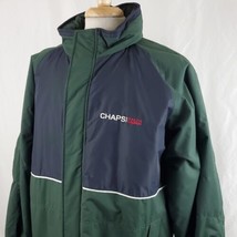 Vintage Chaps Ralph Lauren Winter Jacket Coat Large Green Black Nylon Zip Up - $49.99
