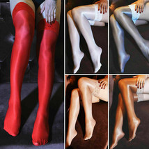 70D Ultra Shiny Glossy Lace Top Silicone Stay Up Thigh High Hosiery Stockings - £7.77 GBP