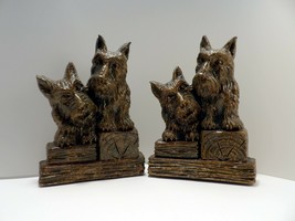 Scottish Terriers aka Scotty on Timbers Bookend SET by Syrocco Pair Wood Tone - £21.67 GBP