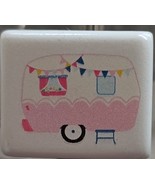Twelve (12) HAPPY CAMPER ~ 2&quot; Square ~ Silver-Tone ~ Ceramic ~ Shower Hooks - €21,57 EUR