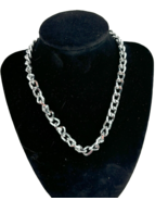 Vintage Silver Tone Necklace Large Link Thick Chain 16&quot; In. - $11.30