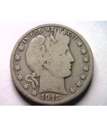 1915-D BARBER HALF DOLLAR VERY GOOD VG NICE ORIGINAL COIN BOBS COINS FAS... - $29.00