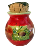 Vallauris French Art Pottery Jar Pot w/Cork Stopper Red Handpainted 4&quot;H EUC - £14.87 GBP