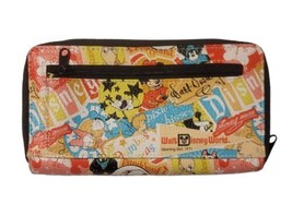 Disney World Parks Colorful Collage Wallet Clutch Mickey Minnie Mouse Do... - £19.66 GBP