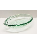 Recycled Green Glass Oval Serving Dish 13 Inch Basket Weave - £27.56 GBP