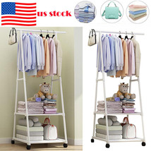 Heavy Duty Commercial Garment Rack Rolling Collapsible Clothing Shelf W/... - $51.29