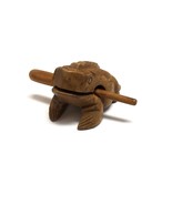 Natural Wooden Croaking Frog Rasp Guiro Tone Block 5&quot; Animal Shaped Figu... - $400.79 MXN