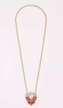 NWT Ann Taylor Jewelry Crystal Plaque Pendant Necklace Gold Metallic - £11.83 GBP