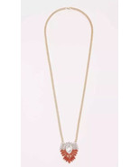 NWT Ann Taylor Jewelry Crystal Plaque Pendant Necklace Gold Metallic - £11.82 GBP