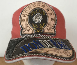 Honduras Cowboy Leather Suede Mesh Embroidered Trucker Hat Cap Adjust Sn... - £31.51 GBP
