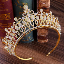 Fashion Yellow Rhinestone Crown Headband for Women Big Tiaras Crowns Wedding Hai - £22.79 GBP