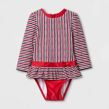 Cat &amp; Jack™ ~ Infant Size 18 Months ~ Striped ~ One Piece Swimsuit w/Snaps - £11.76 GBP