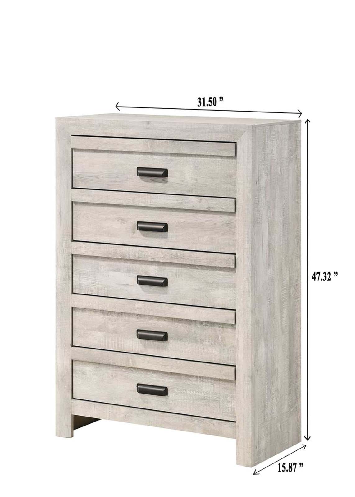 Rustic Beige Gray Chest | 5-Drawer Contemporary Bedroom Furniture Item image 4
