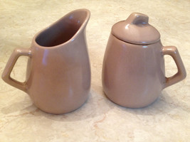 LaSolana La Solana mid-century atomic sugar creamer set tan tose pottery MCM 3pc - £21.49 GBP