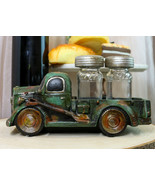 Old Fashioned Vintage Green Pickup Truck Figurine Holder W/ Salt Pepper ... - £23.10 GBP