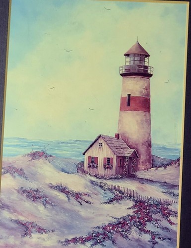 Art print: A Quiet Harbor by Sherry Masters Lighthouse 13 x 10.5 Framed Item image 2