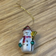 Vintage Miniature Snowman Christmas Xmas Holiday Ornament KG JD - £7.89 GBP