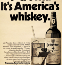 1972 Seagram&#39;s 7 Crown America&#39;s Whiskey Advertisement Distillery Liquor... - £22.50 GBP