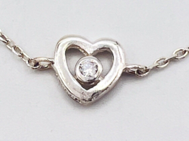 Sterling Silver N 925 CZ Anklet Open Heart CZ Ankle Bracelet - £14.08 GBP