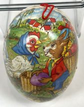 Vintage Paper Mache Easter Egg Candy Container 4&quot;x3&quot; Chicken Bunny Germany - £15.01 GBP