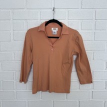 Vintage Talbots Long Sleeve Polo Shirt Womens Small Orange Preppy Casual Classic - £13.04 GBP
