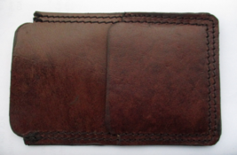 Mens Stiff Leather Front Pocket Slim Pouch Style Wallet Handmade Pen Credit Card - £10.79 GBP