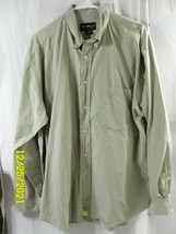 Men's Eddie Bauer Shirt Long Sleeve Button Down Green White Checked Large - $9.54