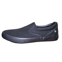 Hurley Men&#39;s Size 9.5 Canvas Slip-on Shoe, Black/Black - £19.97 GBP