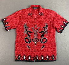 Sapphire Lounge Shirt Mens Extra Large Red Dragon Flames Tribal Short Sl... - $26.61
