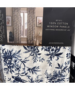 Rachel Zoe Birds Floral Blue Indigo Back Tab Top  Window Panels 96” Set 2 ~New~ - $69.99