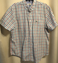 74B Lacoste Regular Fit Multicolored Button Up Short Sleeve Shirt Size Xl - $19.15