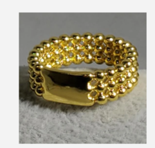 Gold Textured Band Ring Size 5 6 7 8 9 10 - £32.12 GBP