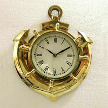 Brass Ship Anchor Nautical Roman Numeral Wall Clock Nautical Beach Decorative - £100.99 GBP
