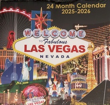 2025 2026 2 Year 24 Month Las Vegas Wall Calendar Wynn Paris Aria MGM Bellagio - £11.96 GBP