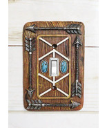 Faux Wood Tribal Indian Turquoise Gem 4 Arrows Single Toggle Switch Plat... - $35.56 CAD