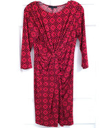 New TIANA B Sz S Pink Geometric Stretch Ruched Waist 3/4 Sleeve Jersey D... - £15.78 GBP