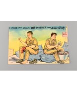 *WW2 I Miss My Dear Old Mother Comical Linen Military Army Postcard Signed - $368.38 MXN