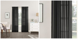 Elegance (2) Curtains Drapes Set 84&quot; Long Rod Pocket Solid - Black - P02 - $33.31