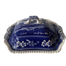 Spode England Blue Tower rectangle covered casserole dish handle blue white 7&quot;H - £157.48 GBP
