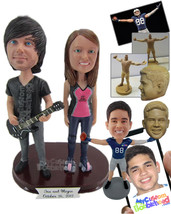 Personalized Bobblehead New Generation Couple With The Boy Playing Guitar And Th - £117.99 GBP