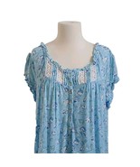 Eileen West Blue/White SOFT Modal RUFFLED HEM Waltz Nightgown Sz M - $30.84